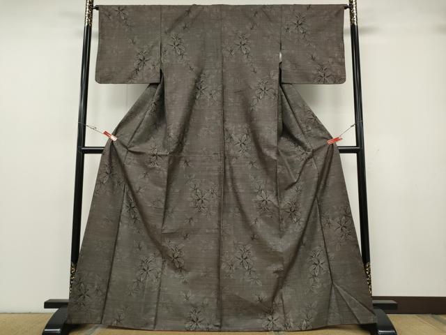 平和屋着物●本場大島紬 9マルキ 枝花文 正絹 逸品 CABG5336ut