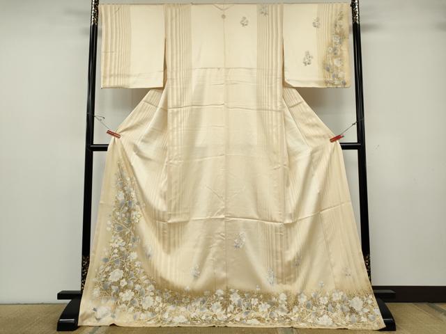 平和屋着物●訪問着 駒刺繍 花唐草文 金彩 ロング丈 正絹 逸品 CABG5339ut