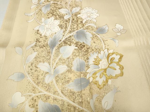 平和屋着物●訪問着 駒刺繍 花唐草文 金彩 ロング丈 正絹 逸品 CABG5339ut