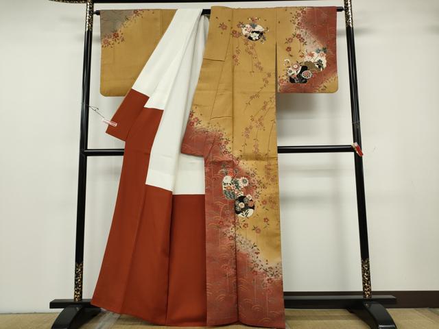 平和屋着物●訪問着 草花文 暈し染め 金彩 正絹 逸品 CABG5341ut