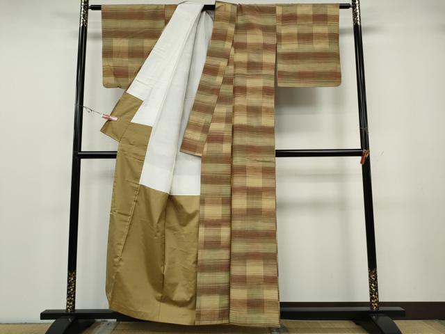 平和屋着物●上質な紬 横段文 正絹 逸品 CABG5345ut