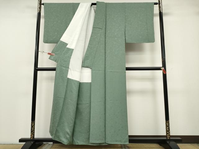 平和屋着物●上質な色無地 舞花地紋 薄青色 正絹 逸品 CABG5350ut