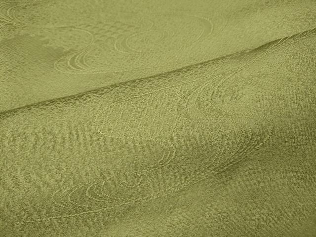 平和屋着物●上質な色無地 流水地紋 抹茶色 正絹 逸品 CABG5352ut