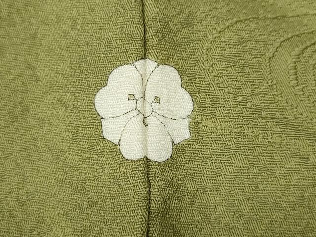 平和屋着物●上質な色無地 流水地紋 抹茶色 正絹 逸品 CABG5352ut