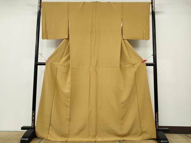 平和屋着物●上質な色無地 飴色 ロング丈 正絹 逸品 CABG5355ut