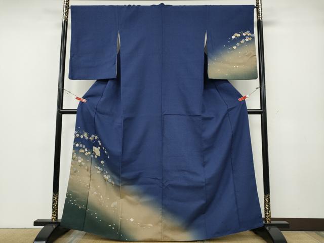 平和屋着物●訪問着 流水扇面枝桜文 暈し染め 金銀彩 正絹 逸品 CABG5358ut