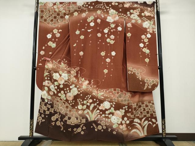 平和屋着物●豪華振袖 作家物 流水草花文 暈し染め 正絹 逸品 CABG5361ut