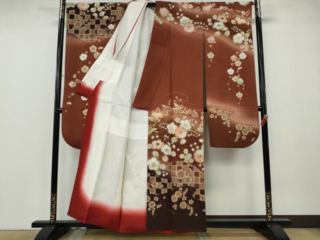 平和屋着物●豪華振袖 作家物 流水草花文 暈し染め 正絹 逸品 CABG5361ut