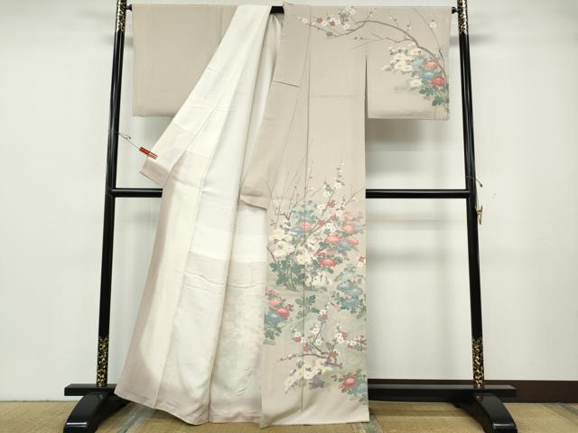 平和屋着物●訪問着 作家物 流水草花文 正絹 逸品 CABG5371ut