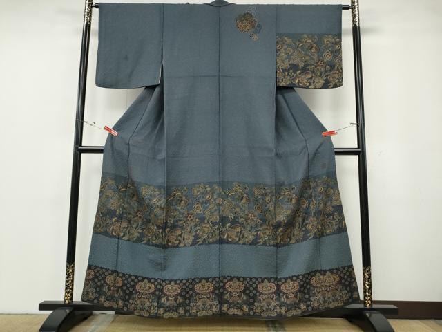平和屋着物●前田仁仙 仁仙更紗 訪問着 銀通し地 正絹 逸品 CABG5375ut
