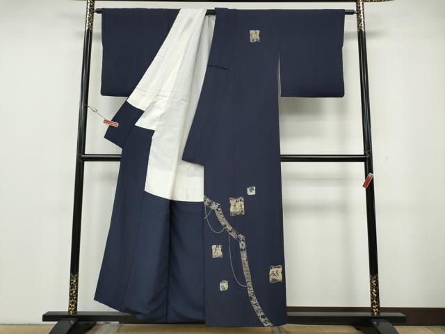 平和屋着物●訪問着 作家物 駒刺繍 壁画文様 破れ色紙吉祥文 正絹 逸品 CABG5376ut