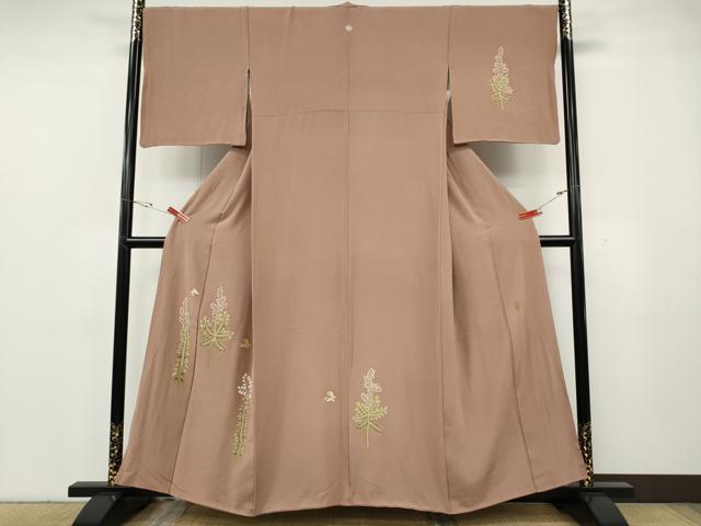 平和屋着物●本加賀友禅作家 金丸修一 訪問着 舞蝶花文 正絹 逸品 CABG5387ut