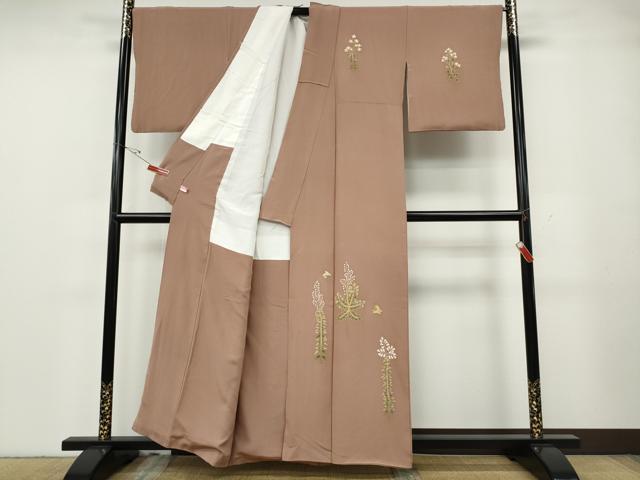 平和屋着物●本加賀友禅作家 金丸修一 訪問着 舞蝶花文 正絹 逸品 CABG5387ut