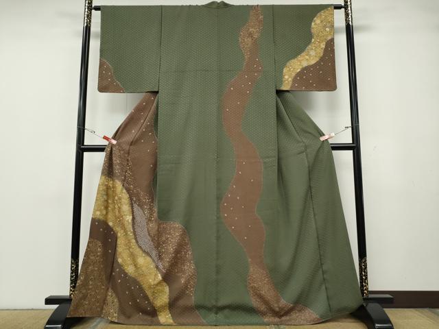 平和屋着物●訪問着 絞り 道長草花文 金彩 正絹 逸品 CABG5388ut