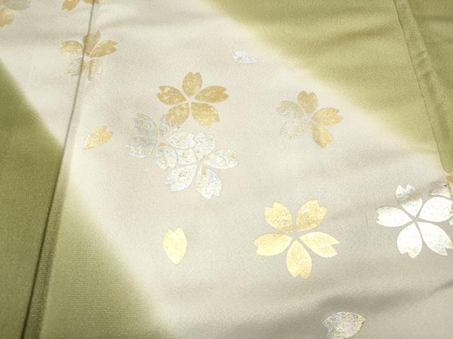 平和屋着物●金彩友禅作家 金彩の魔術師 堀省平 金煌織 訪問着 舞桜文 金銀彩 正絹 逸品 CABG5395ut