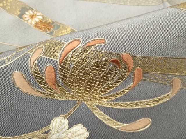 平和屋着物●訪問着 刺繍 乱菊熨斗花文 暈し染め 金銀彩 正絹 逸品 CABG5398ut