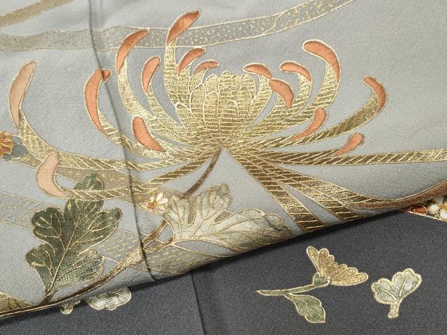 平和屋着物●訪問着 刺繍 乱菊熨斗花文 暈し染め 金銀彩 正絹 逸品 CABG5398ut