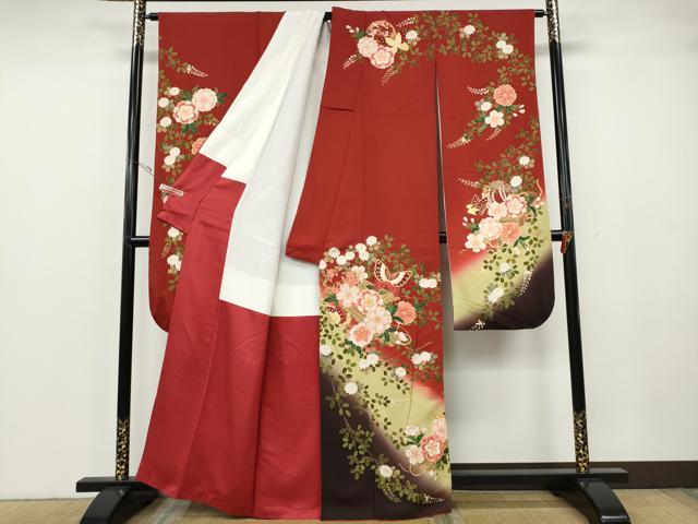 平和屋着物●豪華振袖 駒刺繍 舞蝶花筏 暈し染め 金彩 正絹 逸品 CABG5402ut