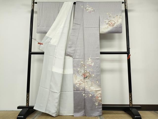 平和屋着物●訪問着 雪輪枝花文 暈し染め 金彩 正絹 逸品 CABG5403ut