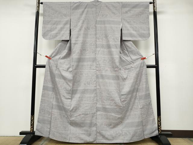 平和屋着物●本場結城紬 重要無形文化財 100亀甲 横段葡萄花文 正絹 逸品 CABG5411ut