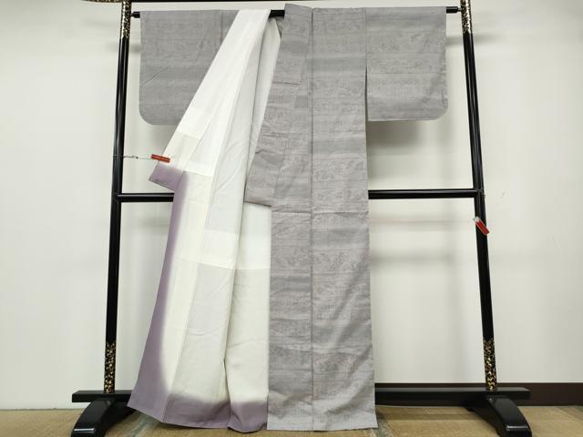 平和屋着物●本場結城紬 重要無形文化財 100亀甲 横段葡萄花文 正絹 逸品 CABG5411ut