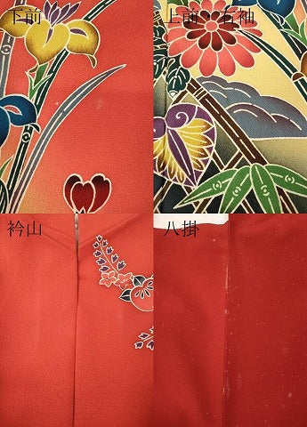 平和屋着物●豪華振袖 紅型 流水風景花文 暈し染め 正絹 逸品 CABG5428ut