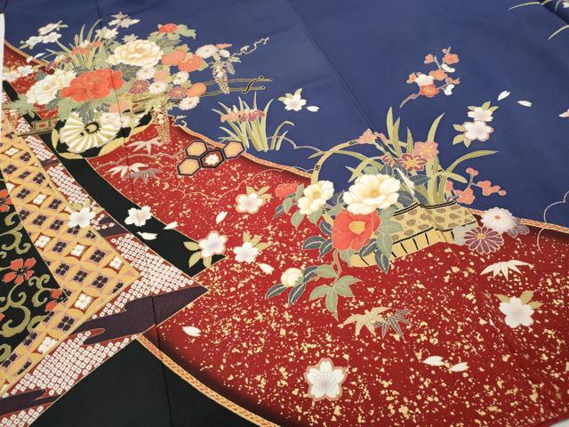 平和屋着物●豪華振袖 花車文 金彩 上代49万 正絹 逸品 CABG5430ut