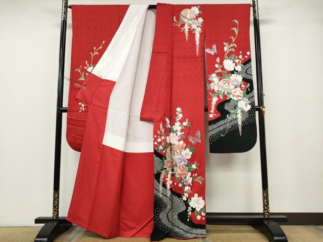 平和屋着物●豪華振袖 絞り 花蝶鞠文 金銀彩 正絹 逸品 CABG5431ut