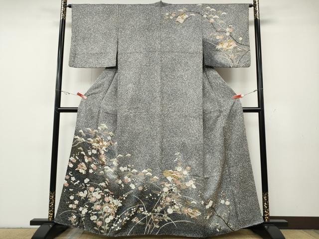 平和屋着物●訪問着 冊子草花文 たたき染め 金彩 正絹 逸品 CABG5442ut