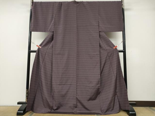平和屋着物●上質なお召 吉野間道 ロング丈 正絹 逸品 CABG5445ut