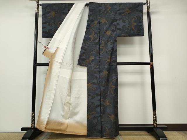 平和屋着物●本場大島紬 7マルキ 舞花文 正絹 逸品 CABG5447ut