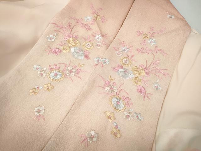 平和屋着物●長襦袢 袷 花丸文 半衿刺繍 正絹 逸品 未使用 CABG5449ut