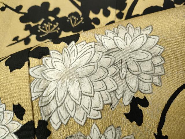 平和屋着物●豪華黒留袖 刺繍 草花文 シルエット 金彩 正絹 逸品 CABG5453ut