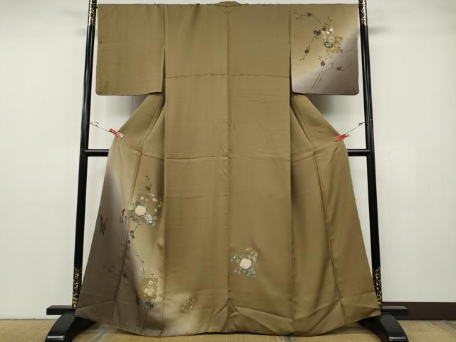 平和屋着物●訪問着 破れ色紙枝花文 暈し染め 金彩 さが美扱い 正絹 逸品 CABG5454ut