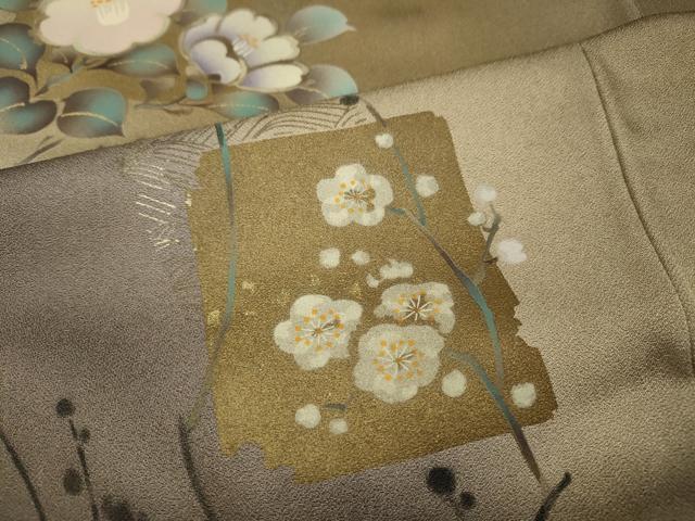 平和屋着物●訪問着 破れ色紙枝花文 暈し染め 金彩 さが美扱い 正絹 逸品 CABG5454ut
