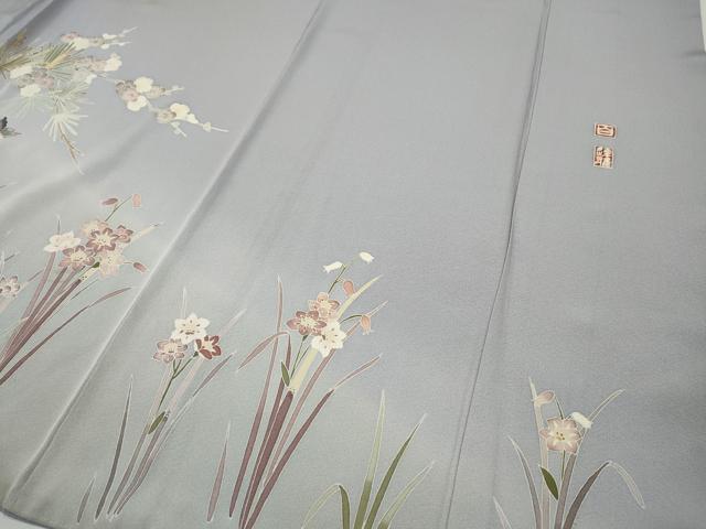 平和屋着物●京加賀友禅 百貫達雄 訪問着 鴛鴦草花文 暈し染め 正絹 逸品 CABG5460ut