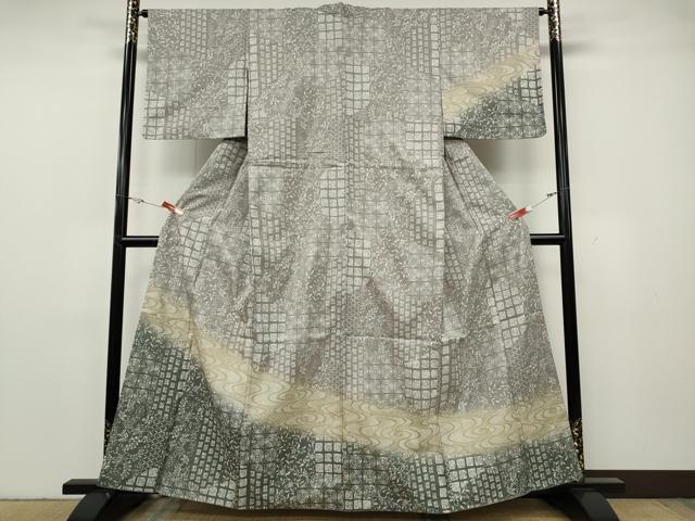 平和屋着物●訪問着 紬地 吉祥花文 正絹 逸品 CABG5461ut