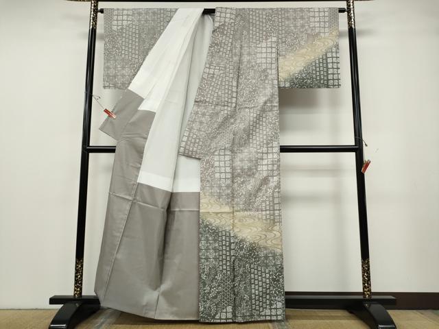 平和屋着物●訪問着 紬地 吉祥花文 正絹 逸品 CABG5461ut