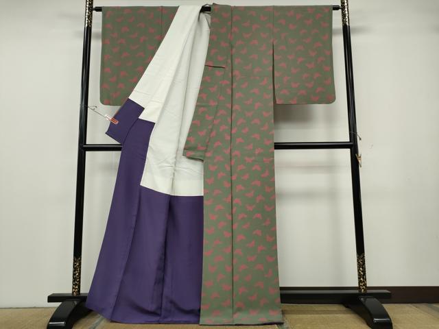 平和屋着物●世界的人形師 辻村寿三郎 ジュサブロー 小紋 舞蝶文 正絹 逸品 CABG5463ut