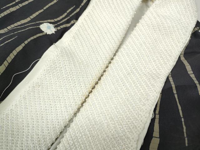 平和屋着物●長襦袢 袷 舞梅地紋 半衿刺繍 ビーズ 正絹 逸品 CABG5468ut
