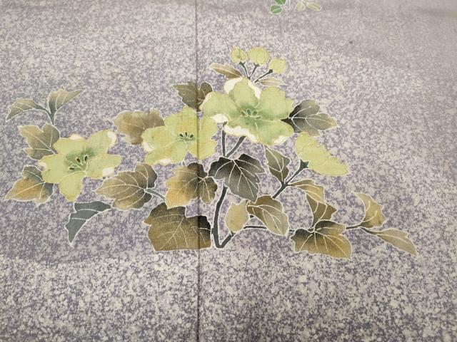 平和屋着物●訪問着 作家物 紬地 草花文 金彩 正絹 逸品 CABG5478ut