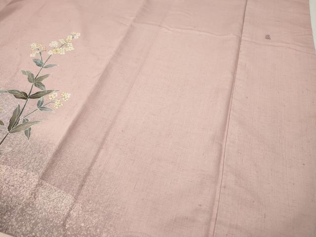 平和屋着物●訪問着 作家物 紬地 草花文 金彩 正絹 逸品 CABG5478ut