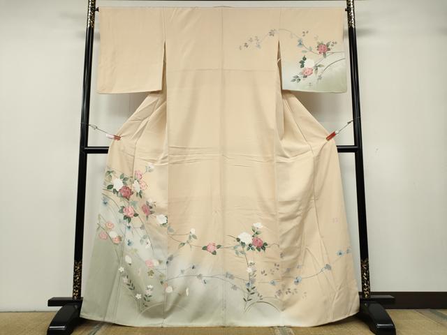平和屋着物●訪問着 友禅 作家物 枝花文 暈し染め 正絹 逸品 CABG5479ut