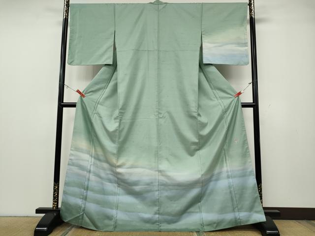 平和屋着物●石川県指定無形文化財 牛首紬 白山工房 手織り 訪問着 霞文 正絹 逸品 CABG5480ut