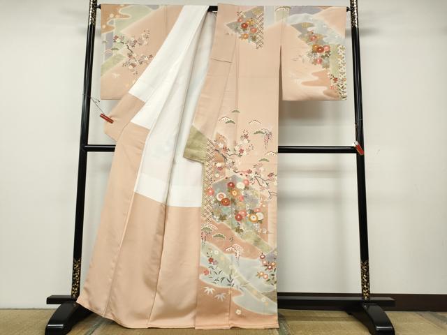 平和屋着物●創業460年・千總 訪問着 駒刺繍 エ霞吉祥花文 金彩 正絹 逸品 CABG5491ut