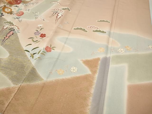 平和屋着物●創業460年・千總 訪問着 駒刺繍 エ霞吉祥花文 金彩 正絹 逸品 CABG5491ut
