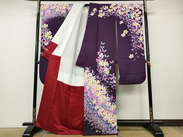 平和屋着物●豪華振袖 刺繍 舞蝶文 暈し染め 銀通し地 正絹 逸品 CABG5493ut