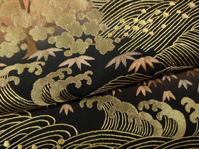 平和屋着物●豪華黒留袖 総刺繍 立波草花文 金糸 正絹 逸品 CABG5497ut