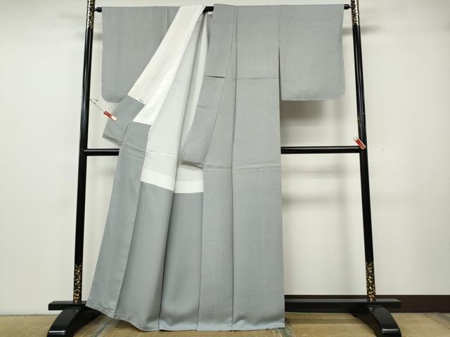 平和屋着物●上質な色無地 風景草花地紋 薄梅鼠色 正絹 逸品 CABG5505ut