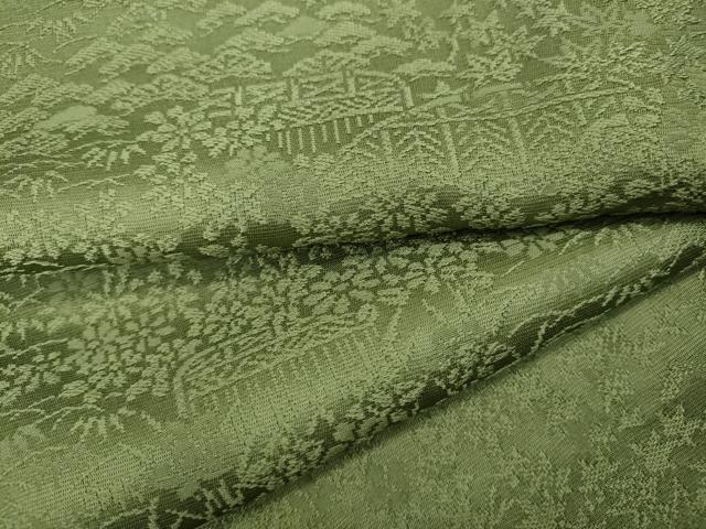 平和屋着物●上質な色無地 風景草花地紋 柳茶色 正絹 逸品 CABG5507ut